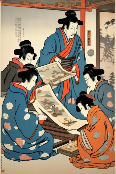 00658-883771300-_lora_Ukiyo-e Art_1_Ukiyo-e Art - caricature of European people admiring a Ukiyo-e print.png